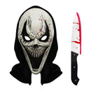 Scream Ghost Face Mask with Bloody Knife Prop - Halloween Cosplay Latex Hood Mask for Horror Parties, Masquerades and Haunted Houses (Style 4)