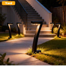 4 Pack "7" Shaped Solar Pathway Lights - Outdoor Waterproof Modern LED Landscape Stake Lights with Auto Dusk-to-Dawn Sensor for Garden Yard Walkway & Lawn
