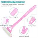Pink Foldable Long-Handle Back Lotion Applicator with Sponge Roller Head for Sunscreen, Body Lotion and Shaving Foam