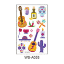 10 Pack Day of the Dead Halloween Temporary Tattoos - Mexican Fiesta Party Body Sticker Props, Style 3