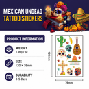 10 Pack Day of the Dead Halloween Temporary Tattoos - Mexican Fiesta Party Body Sticker Props, Style 10