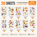 20 Sheets Day of the Dead Halloween Temporary Tattoos - Mexican Fiesta Party Body Sticker Props, 10 Styles x 2 Sheets