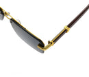 4PCS Square Rimless Diamond Cut Sunglasses with Black PU Leather Storage Case - Gold Frame Wood Grain Sunscreen Glasses for Men & Women