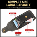 Brown Vertical Leather Phone Holster with 3 Pockets and Carabiner Clip - Belt Loop Waist Bag & Outdoor Pouch (Large Size)