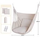 White Oversized Hanging Swing Chair Canvas Hammock + 2 Pack 45 x 45CM Pillows Set (120 x 150 CM) - Portable Indoor & Outdoor Thickened Leisure Hammock Chair with Binding Ropes and Storage Bag