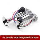 Super Loud Dual-Trumpet Integrated Air Horn with Compressor & Mounting Hardware for Truck Car Trains Lorrys (12V Silver)