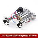 Super Loud Dual-Trumpet Integrated Air Horn with Compressor & Mounting Hardware for Truck Car Trains Lorrys (24V Silver)