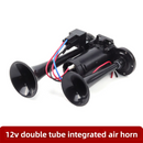 Super Loud Dual-Trumpet Integrated Air Horn with Compressor & Mounting Hardware for Truck Car Trains Lorrys (12V Black)