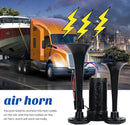 Super Loud Dual-Trumpet Integrated Air Horn with Compressor & Mounting Hardware for Truck Car Trains Lorrys (12V Black)