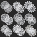 18-Piece White 5.5 Inch Geometric Embroidered Lace Coaster Set - Elegant Round Dining & Tea Table Mat Doily, 2 Pieces of 9 Styles