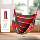 Red Stripes Oversized Hanging Swing Chair Canvas Hammock (120 x 150 CM) - Portable Indoor & Outdoor Leisure Hammock Chair with Thickened Binding Ropes and Storage Bag