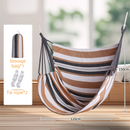 Khaki Stripes Oversized Hanging Swing Chair Canvas Hammock (120 x 150 CM) - Portable Indoor & Outdoor Leisure Hammock Chair with Thickened Binding Ropes and Storage Bag