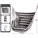 Black White Stripes Oversized Hanging Swing Chair Canvas Hammock + 2 Pack 45 x 45CM Pillows Set (120 x 150 CM) - Portable Indoor & Outdoor Thickened Leisure Hammock Chair with Binding Ropes and Storage Bag