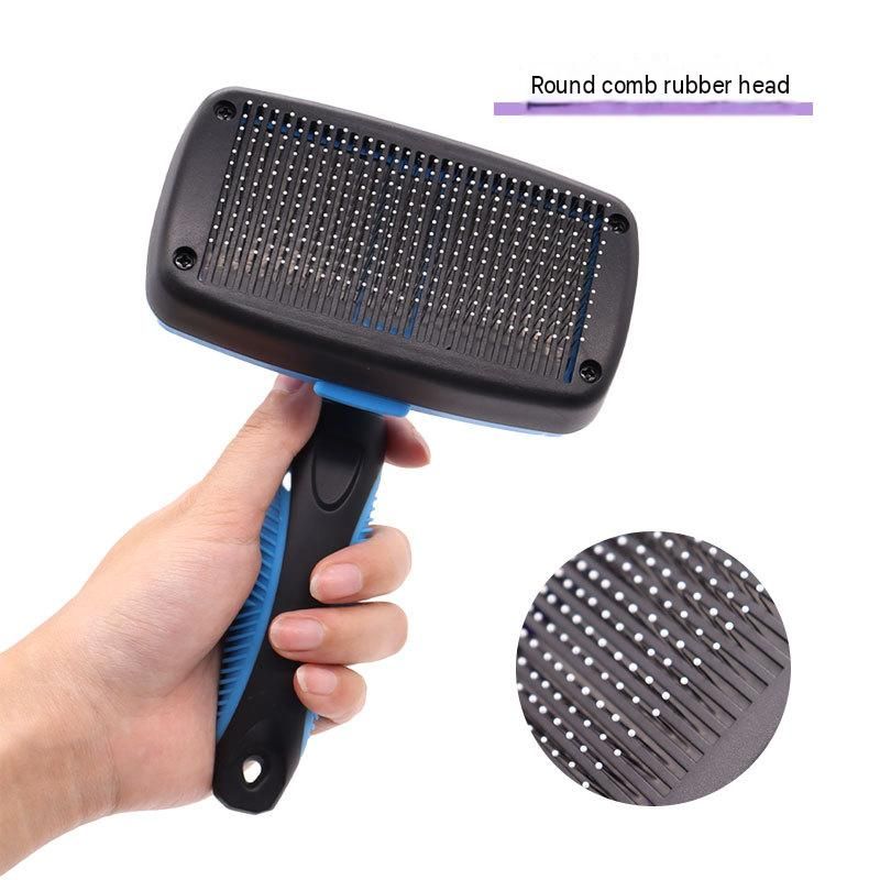 3 Pack Purple 17*10cm Self-Cleaning Pet Slicker Brush with 60 Degree Curved Pins - One-Click Hair Removal, Non-Slip Handle, Gentle Grooming Tool for Cats and Dogs