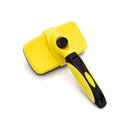 3 Pack Yellow 17*10cm Self-Cleaning Pet Slicker Brush with 60 Degree Curved Pins - One-Click Hair Removal, Non-Slip Handle, Gentle Grooming Tool for Cats and Dogs