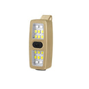 2 Pack Khaki Mini Clip Light - ABS Portable LED Safety Light with 7 Modes, USB-C Rechargeable, for Night Running, Cycling, Camping and Emergency Use