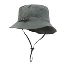 Grey Outdoor UPF Sun Protection Bucket Hat - Lightweight Quick-Dry Polyester Hiking Cap with Adjustable Chin Strap, 5.5cm Brim, Breathable Travel Hat for Camping and Fishing