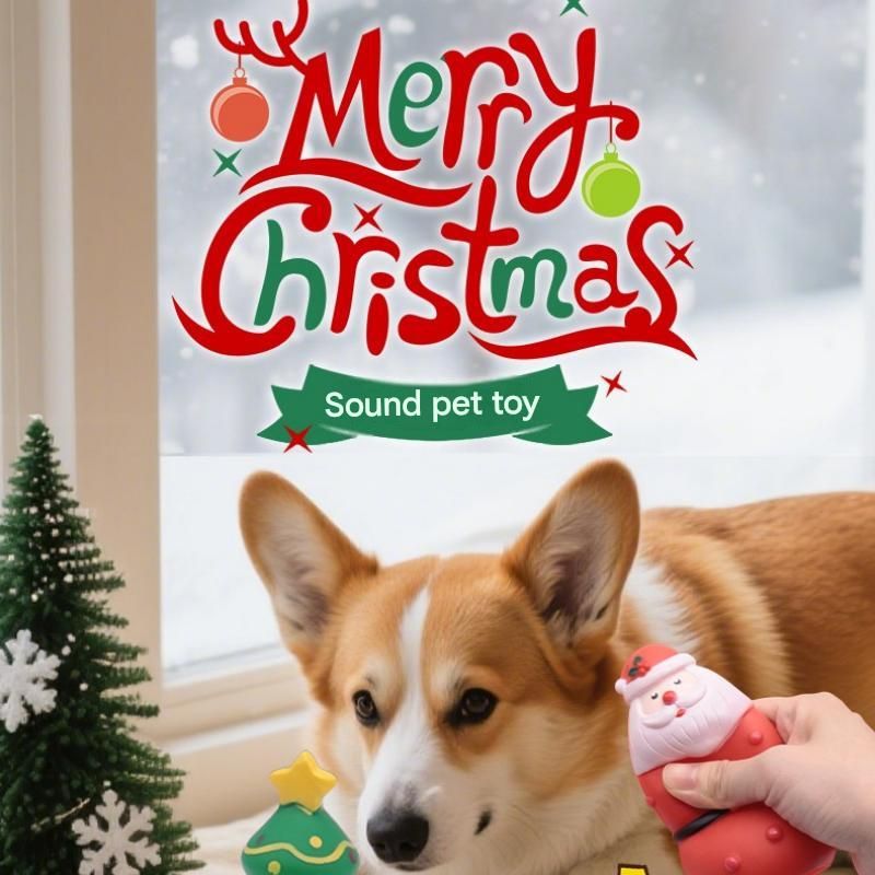 Dog Christmas Squeaky Toys（Santa and Reindeer and Christmas Tree）– Festive Designs ,Durable, bite-resistant, interactive vinyl squeaky toys—perfect as holiday stocking stuffers for dogs