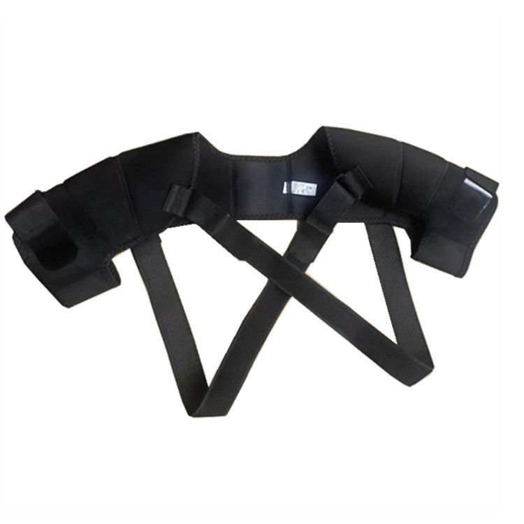 Black Medium size Double Shoulder Support Brace - Adjustable Posture Corrector with Breathable Mesh, Compression Therapy for Gym, Running, and Daily Activities