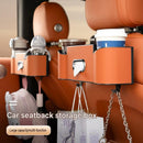 Red（1 pack） Multifunctional Car Seat Back Organizer - Nappa Leather Tissue Box Holder with Cup Holders and Hooks, Adjustable Rear Storage Rack for Road Trips