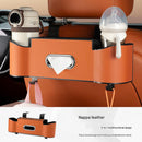 Red（1 pack） Multifunctional Car Seat Back Organizer - Nappa Leather Tissue Box Holder with Cup Holders and Hooks, Adjustable Rear Storage Rack for Road Trips