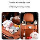 Red（1 pack） Multifunctional Car Seat Back Organizer - Nappa Leather Tissue Box Holder with Cup Holders and Hooks, Adjustable Rear Storage Rack for Road Trips