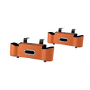 Orange（1 pair）Multifunctional Car Seat Back Organizer - Nappa Leather Tissue Box Holder with Cup Holders and Hooks, Adjustable Rear Storage Rack for Road Trips