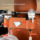 Black（1 pair）Multifunctional Car Seat Back Organizer - Nappa Leather Tissue Box Holder with Cup Holders and Hooks, Adjustable Rear Storage Rack for Road Trips