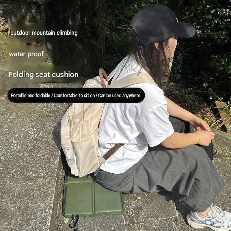 2 Pack Black Portable Foldable Outdoor Seat Cushion - Waterproof Oxford Cloth with Pearl Cotton Core, Lightweight 88g Design, Carabiner Clip for Hiking Camping Picnic Travel