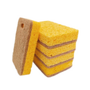 6 Pack Yellow  perforated Wood Pulp Cellulose Dish Sponge  - Double-Sided Kitchen Cleaning Pad, Oil-Resistant, Highly Absorbent, Durable Wood Fibre Scourer for Pots and Pans