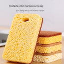12 Pack Yellow  perforated Wood Pulp Cellulose Dish Sponge  - Double-Sided Kitchen Cleaning Pad, Oil-Resistant, Highly Absorbent, Durable Wood Fibre Scourer for Pots and Pans