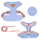 Blue S Size Adjustable Cat Harness and Leash Set - Escape Proof H-Shape Design, Breathable Polyester, Soft Padding, Outdoor Walking Safety
