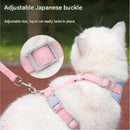 Beige M Size Adjustable Cat Harness and Leash Set - Escape Proof H-Shape Design, Breathable Polyester, Soft Padding, Outdoor Walking Safety