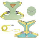 Green L Size Adjustable Cat Harness and Leash Set - Escape Proof H-Shape Design, Breathable Polyester, Soft Padding, Outdoor Walking Safety