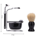 Men's Wet Shaving Kit - Safety Razor, Shaving Brush, Soap Bowl & Stand - Complete Grooming Set with Replacement Blades - Classic Black Bathroom Accessories for Travel and Home Use