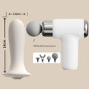 Mini Massage Gun - Portable Percussion Massager with  14 x 3.6 cm massage head and 4  Heads , USB-C Rechargeable Muscle Relief Device for Neck, Back, Legs - Compact White Handheld Deep Tissue Vibrator for Women & Travel