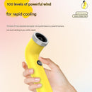 Yellow Handheld Bladeless High-Speed Fan - 100 Speed Levels, LED Display, USB-C Rechargeable Portable Mini Fan for Travel, Commute & Outdoor - Lightweight 169g Personal Cooling Device with Safe Air Intake