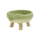 2 Pack Green Elevated Pet Food Bowl - Cute Pig Design Raised Feeder for Cats and Small Dogs - Non-Slip ABS Material, Easy Clean, Ergonomic Neck Protection