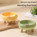 2 Pack Yellow Elevated Pet Food Bowl - Cute Pig Design Raised Feeder for Cats and Small Dogs - Non-Slip ABS Material, Easy Clean, Ergonomic Neck Protection