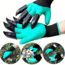 3 Pack Green Garden Gloves with ABS Digging Claws - Gardening Gloves for Digging Planting and Weeding - Waterproof Latex Coated Hand Protectors with Durable Plastic Claws for Outdoor Yard Work