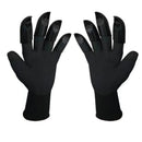 3 Pack Black Garden Gloves with ABS Digging Claws - Gardening Gloves for Digging Planting and Weeding - Waterproof Latex Coated Hand Protectors with Durable Plastic Claws for Outdoor Yard Work