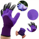 3 Pack Black Garden Gloves with ABS Digging Claws - Gardening Gloves for Digging Planting and Weeding - Waterproof Latex Coated Hand Protectors with Durable Plastic Claws for Outdoor Yard Work