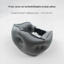 Black Portable Inflatable Lumbar Support Pillow  - Ergonomic Back Cushion for Office Chair, Car Travel and Camping - Adjustable Air Waist Rest with Secure Strap for Lower Back Pain Relief