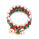 3-Pack Style 1 Christmas Charm Beaded Bracelet Set - Festive Alloy and Acrylic Stretch Jewelry with Christmas elements - Holiday Party Favors and Stocking Stuffer Gifts for Women and Girls