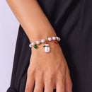 3-Pack Style 1 Christmas Charm Beaded Bracelet Set - Festive Alloy and Acrylic Stretch Jewelry with Christmas elements - Holiday Party Favors and Stocking Stuffer Gifts for Women and Girls