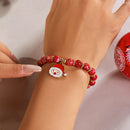 3-Pack Style 1 Christmas Charm Beaded Bracelet Set - Festive Alloy and Acrylic Stretch Jewelry with Christmas elements - Holiday Party Favors and Stocking Stuffer Gifts for Women and Girls