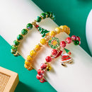 3-Pack Style 2 Christmas Charm Beaded Bracelet Set - Festive Alloy and Acrylic Stretch Jewelry with Christmas elements - Holiday Party Favors and Stocking Stuffer Gifts for Women and Girls