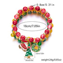 3-Pack Style 2 Christmas Charm Beaded Bracelet Set - Festive Alloy and Acrylic Stretch Jewelry with Christmas elements - Holiday Party Favors and Stocking Stuffer Gifts for Women and Girls