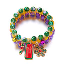 3-Pack Style 3 Christmas Charm Beaded Bracelet Set - Festive Alloy and Acrylic Stretch Jewelry with Christmas elements - Holiday Party Favors and Stocking Stuffer Gifts for Women and Girls