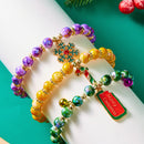 3-Pack Style 3 Christmas Charm Beaded Bracelet Set - Festive Alloy and Acrylic Stretch Jewelry with Christmas elements - Holiday Party Favors and Stocking Stuffer Gifts for Women and Girls